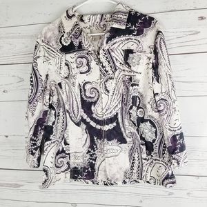 Chicos Zippered Jacket Womans Size 2 Paisley